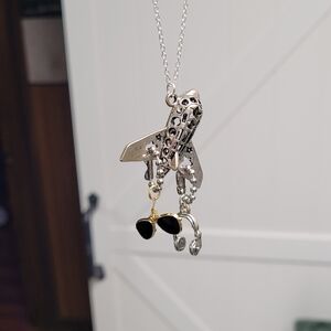 Hand Crafted Silver and Black Airplane Necklace